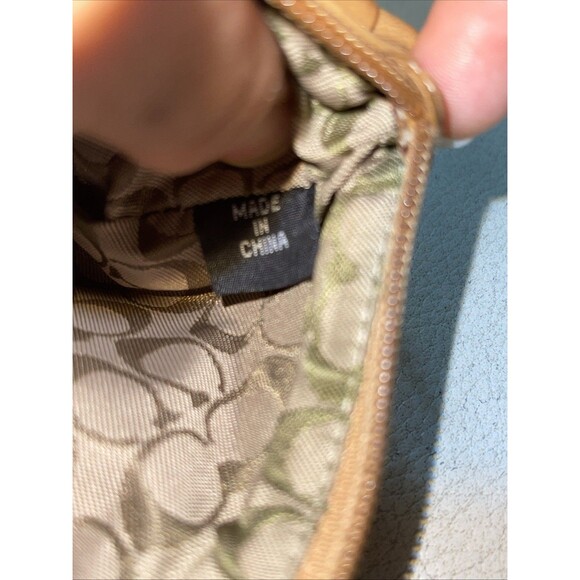Coach Top Zip Wristlet Strap Mini Wallet Soft Leather Tan Brown - Picture 9 of 11